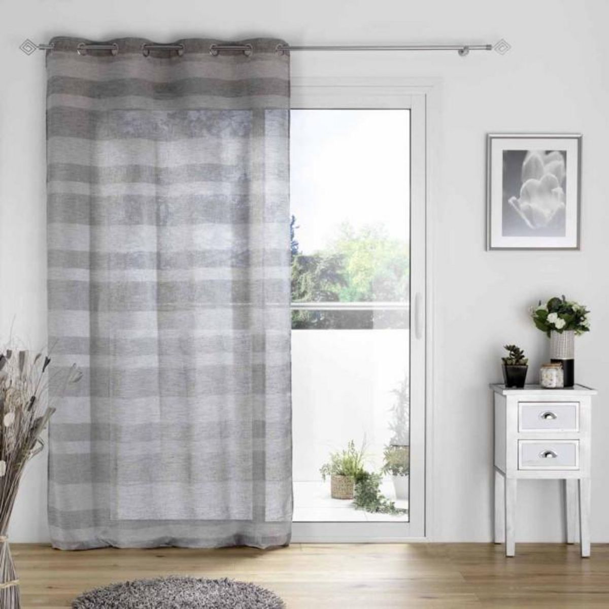 Paris Prix Rideau Voilage à Œillets  Palerma  140x240cm Gris