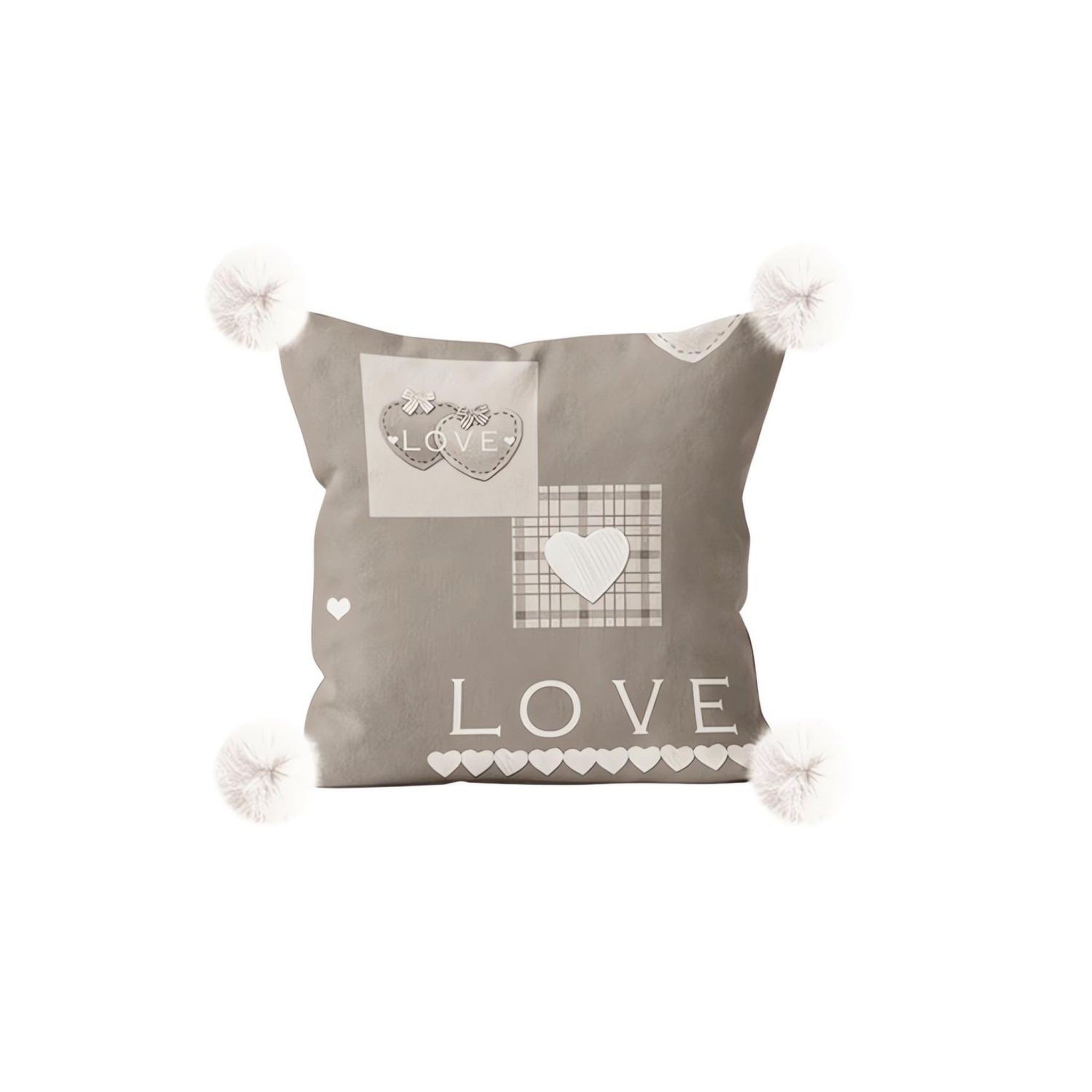 SOLEIL D'OCRE Coussin imprimé en polaire microfibre 45x45 cm love, par soleil d'ocre