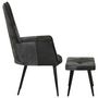 Voir la diapositive 3 : VIDAXL Fauteuil avec repose-pieds Noir Cuir veritable et toile