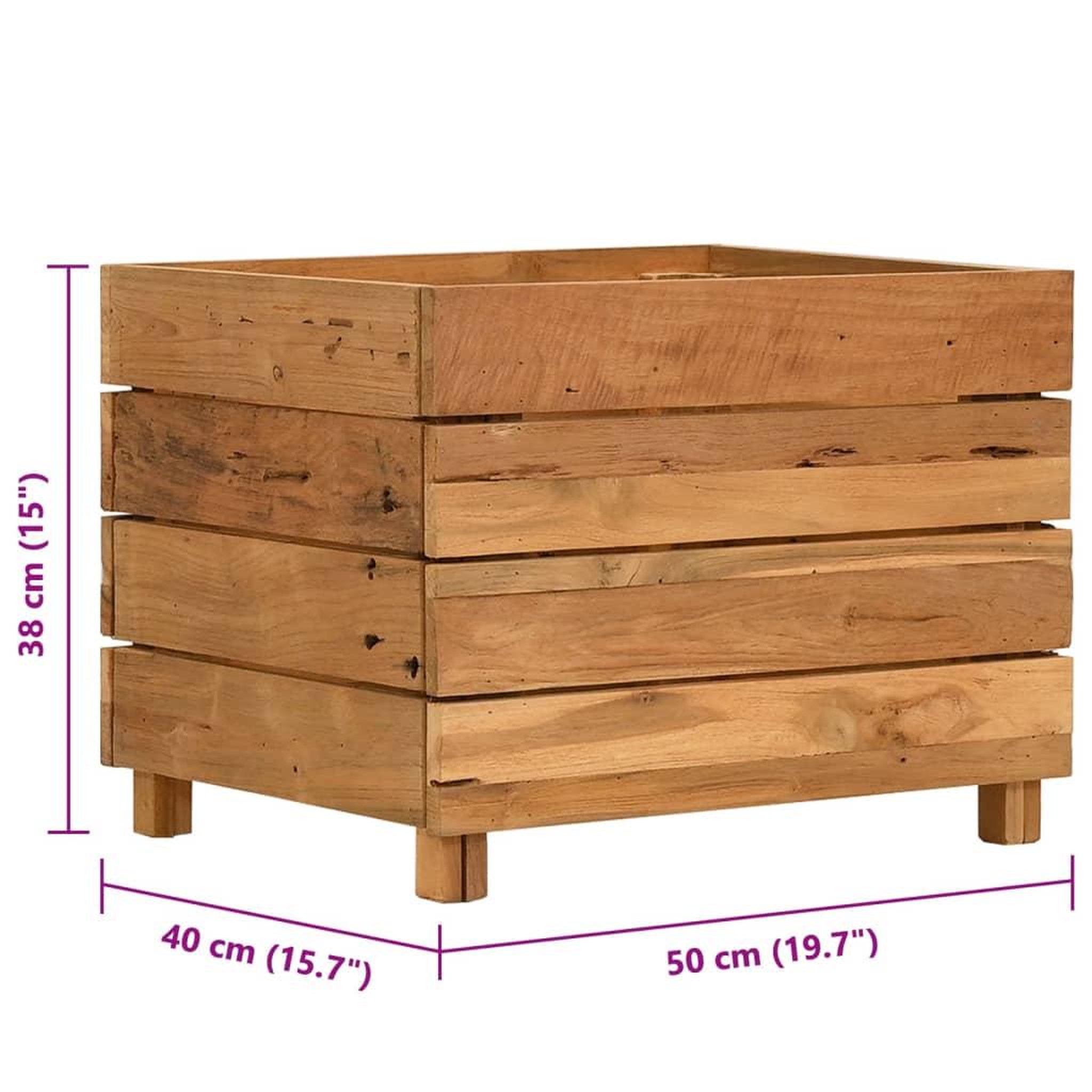 Voir la diapositive 6 : VIDAXL Lit sureleve 50x40x38 cm bois de teck recycle et acier