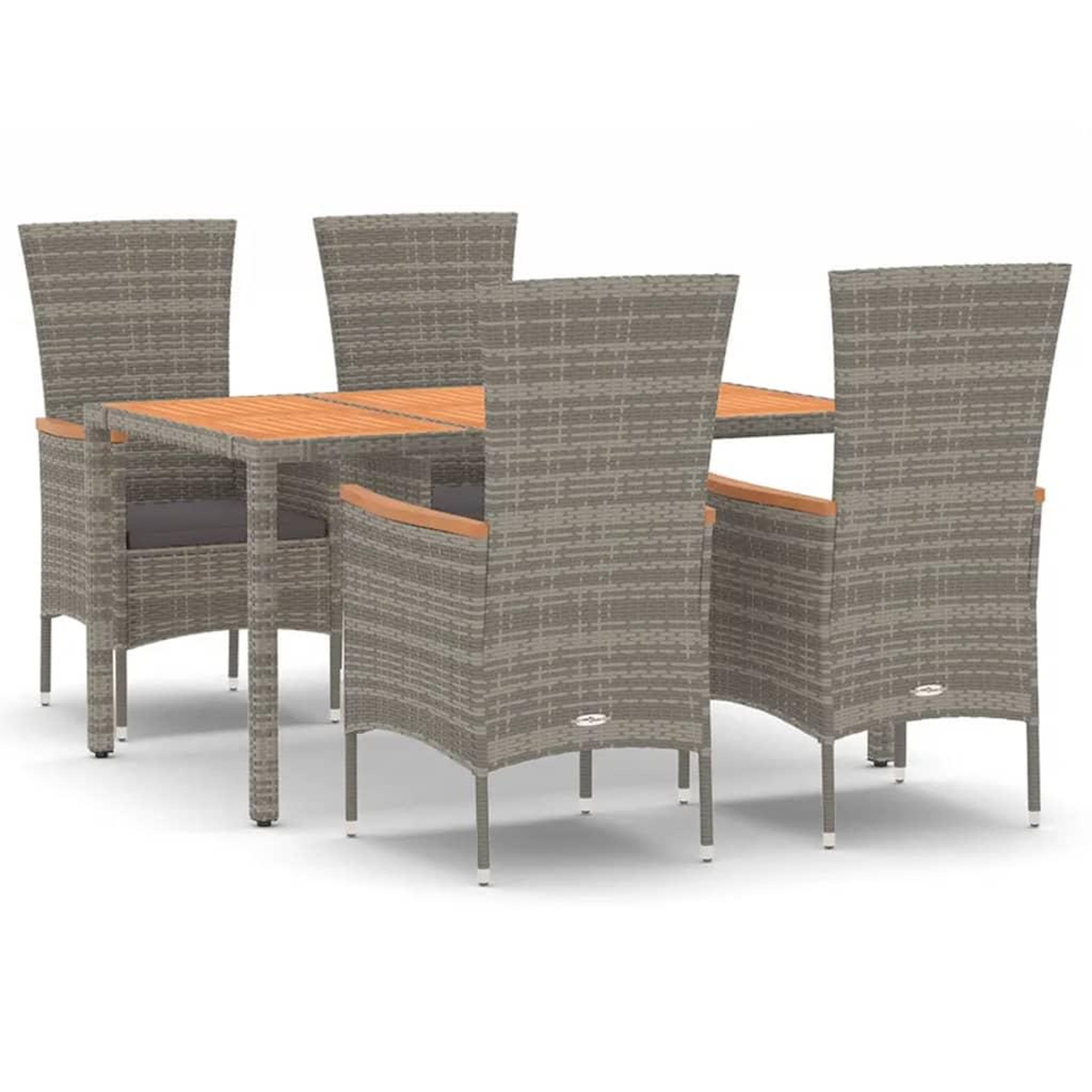 Voir la diapositive 2 : VIDAXL Ensemble a manger de jardin 5 pcs coussins gris resine tressee