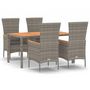 Voir la diapositive 2 : VIDAXL Ensemble a manger de jardin 5 pcs coussins gris resine tressee