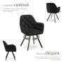 Voir la diapositive 3 : tectake Fauteuil pivotant en velours avec accoudoirs rembourré avec motif matelassé noir Lot de 6