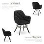 Voir la diapositive 3 : tectake Fauteuil pivotant en velours avec accoudoirs rembourré avec motif matelassé noir Lot de 6