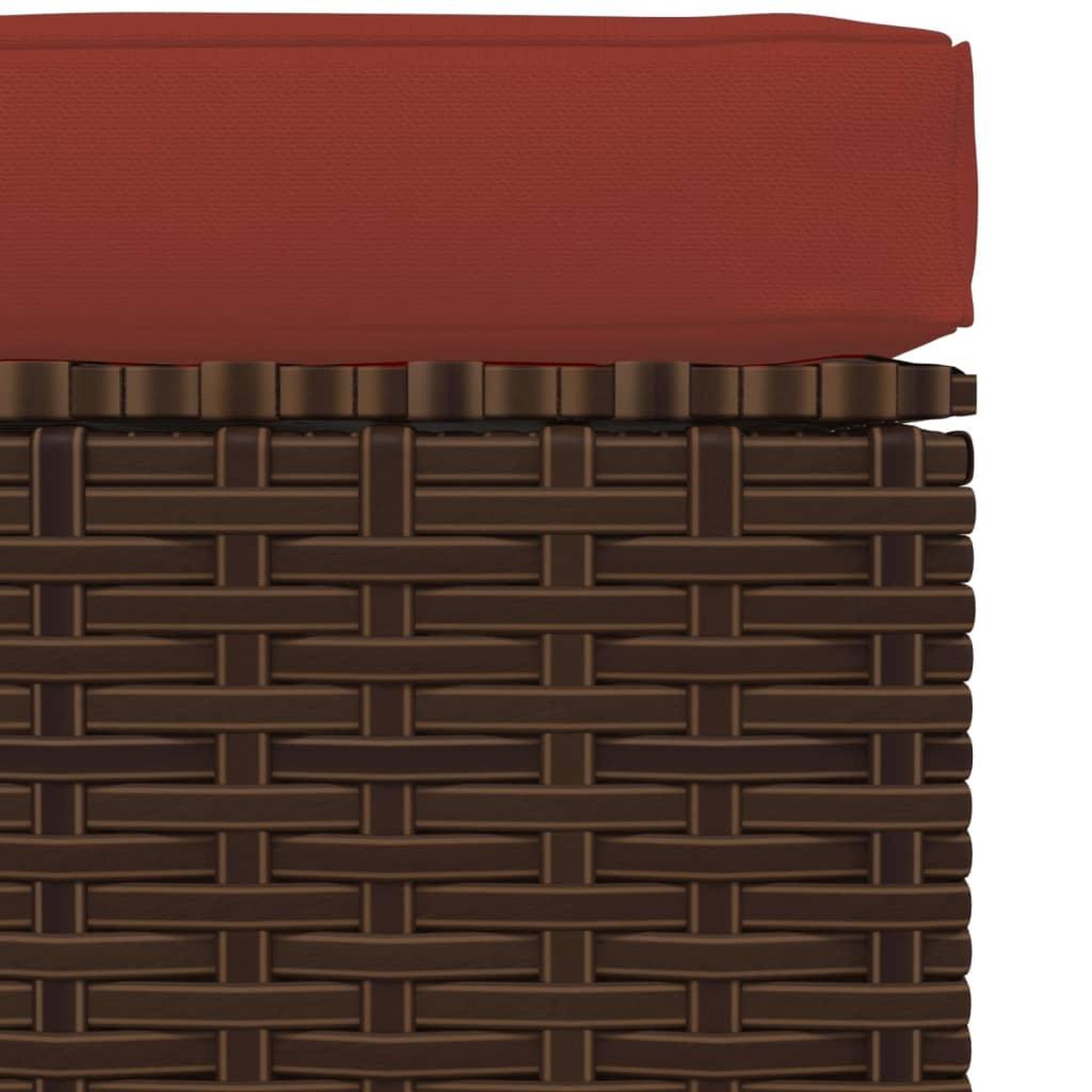 Voir la diapositive 4 : VIDAXL Repose-pied de jardin et coussin Marron 70x70x30 cm Poly rotin
