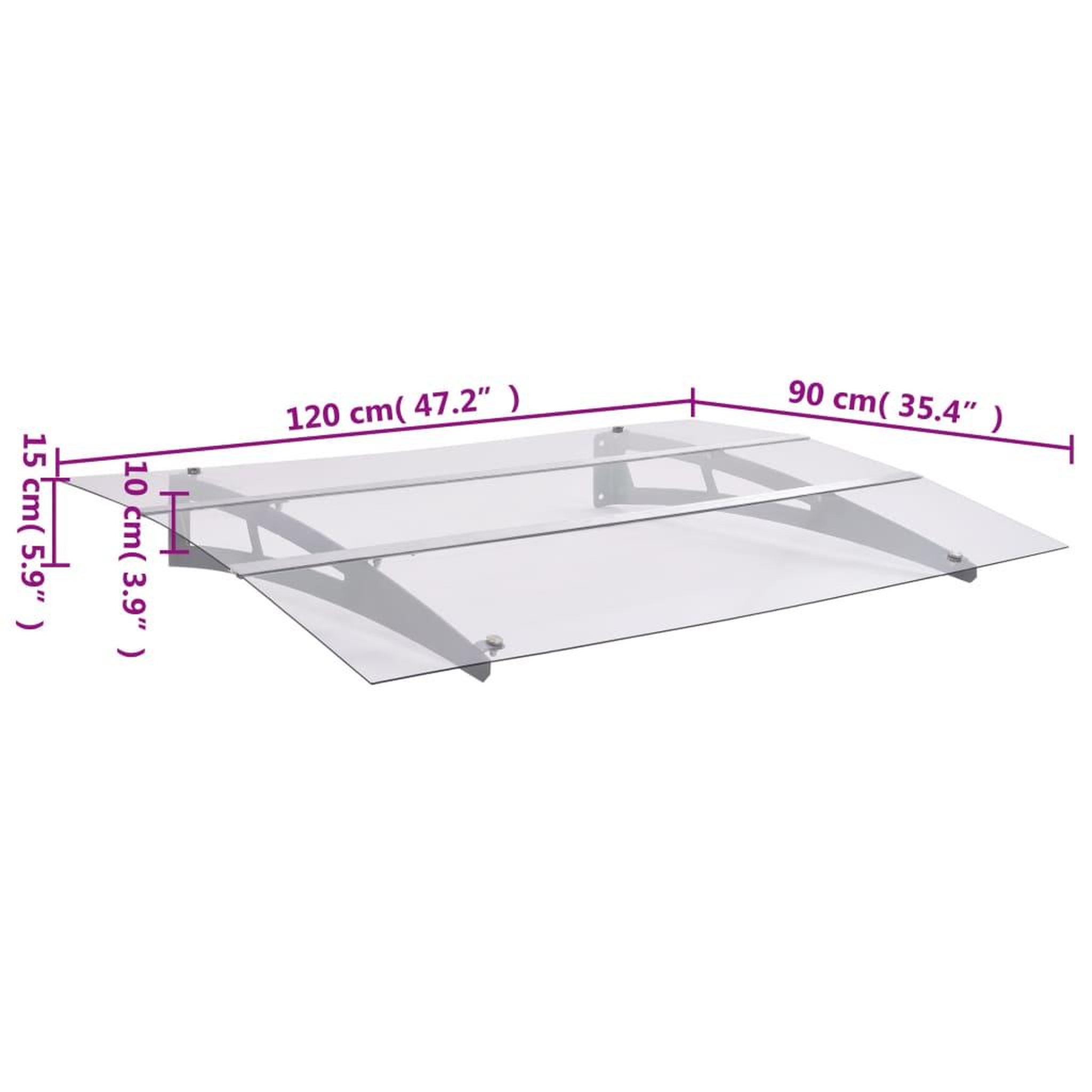 Voir la diapositive 6 : VIDAXL Auvent de porte argente et transparent 120x90 cm polycarbonate