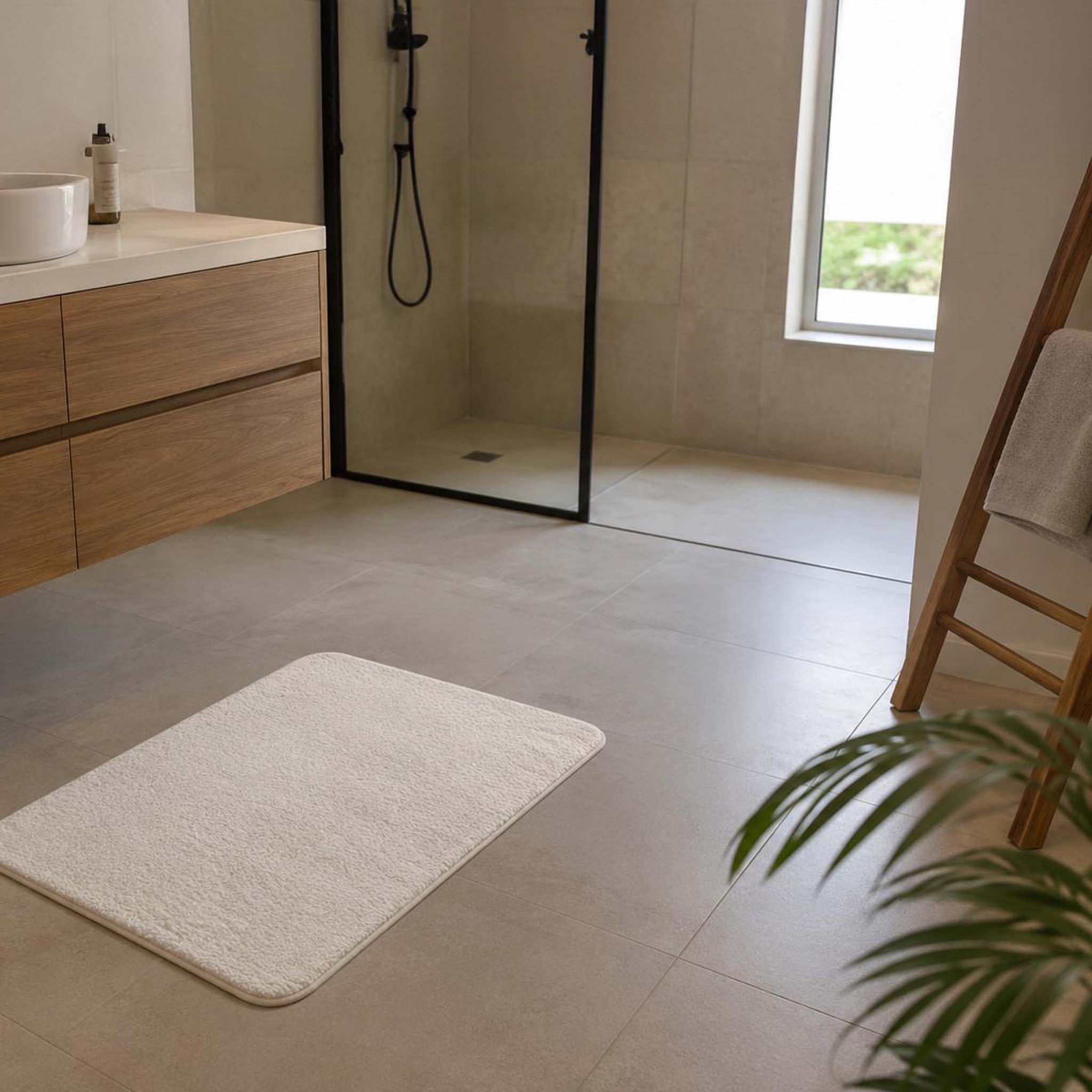 Voir la diapositive 2 : GUY LEVASSEUR Tapis de bain bouclette mémoire de forme 50x80cm