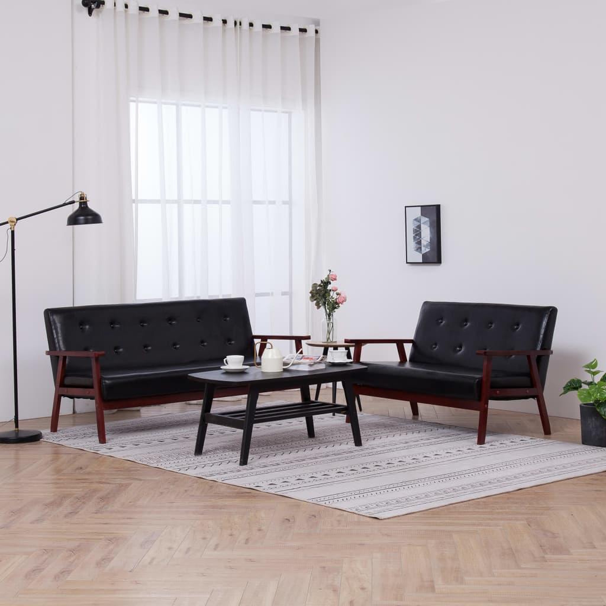 Voir la diapositive 1 : VIDAXL Ensemble de canapes 2 pcs Noir Similicuir