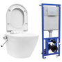 Voir la diapositive 1 : VIDAXL Toilette murale sans rebord et reservoir cache Ceramique Blanc