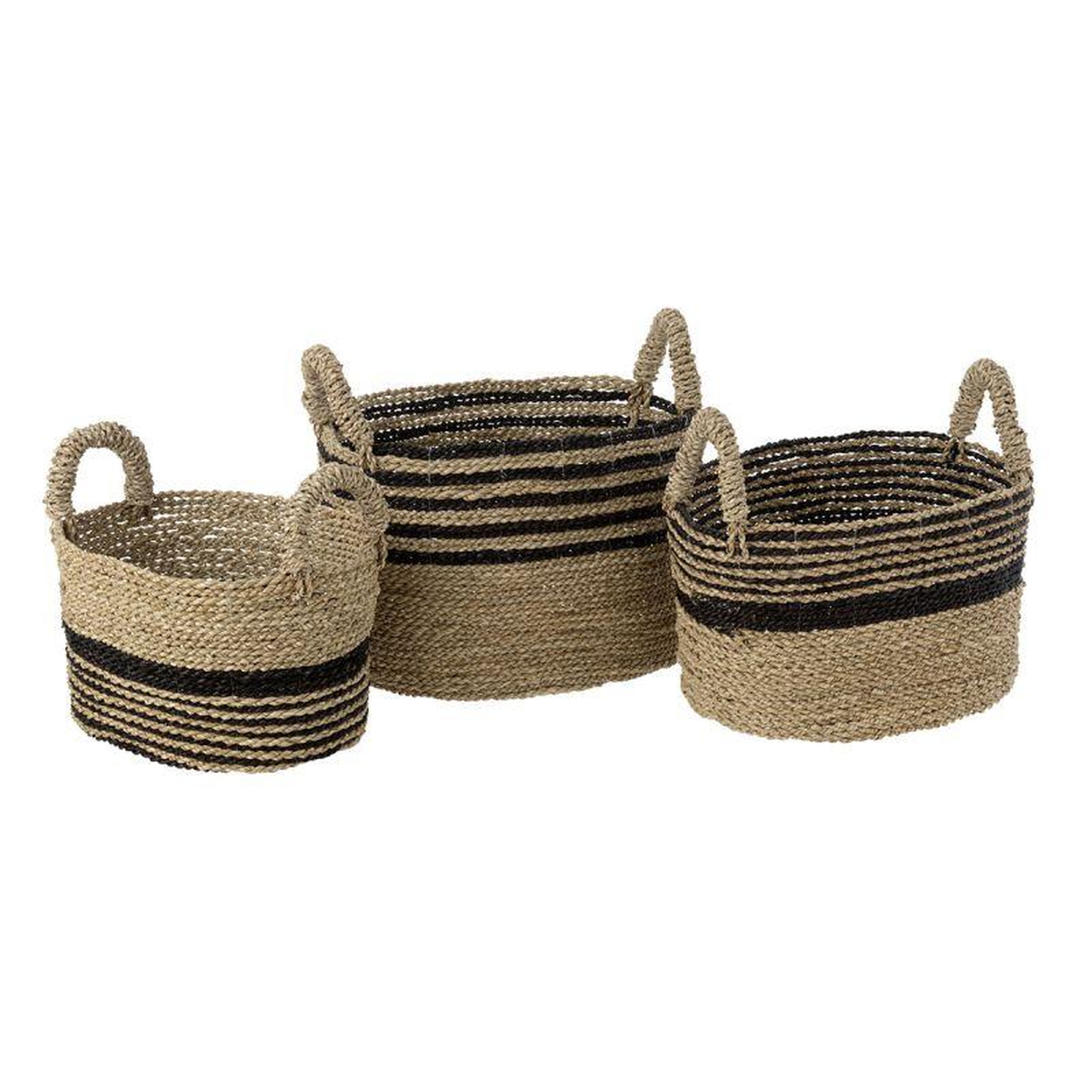 Voir la diapositive 1 : Paris Prix Lot de 3 Paniers de Rangement  Aline  46cm Naturel & Noir