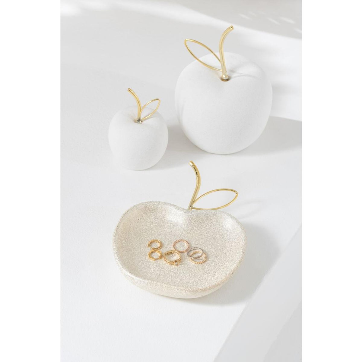 Paris Prix Lot de 3 Pommes Déco  Porcelaine  15cm Blanc