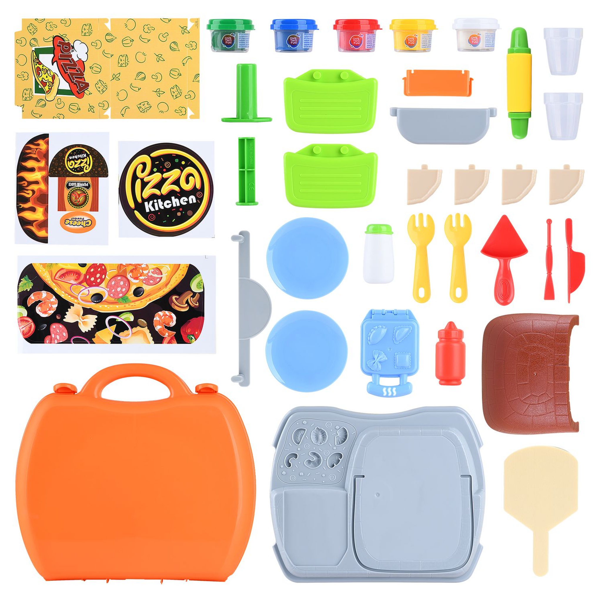 Voir la diapositive 2 : One Two Fun Valise pâte à modeler pizza