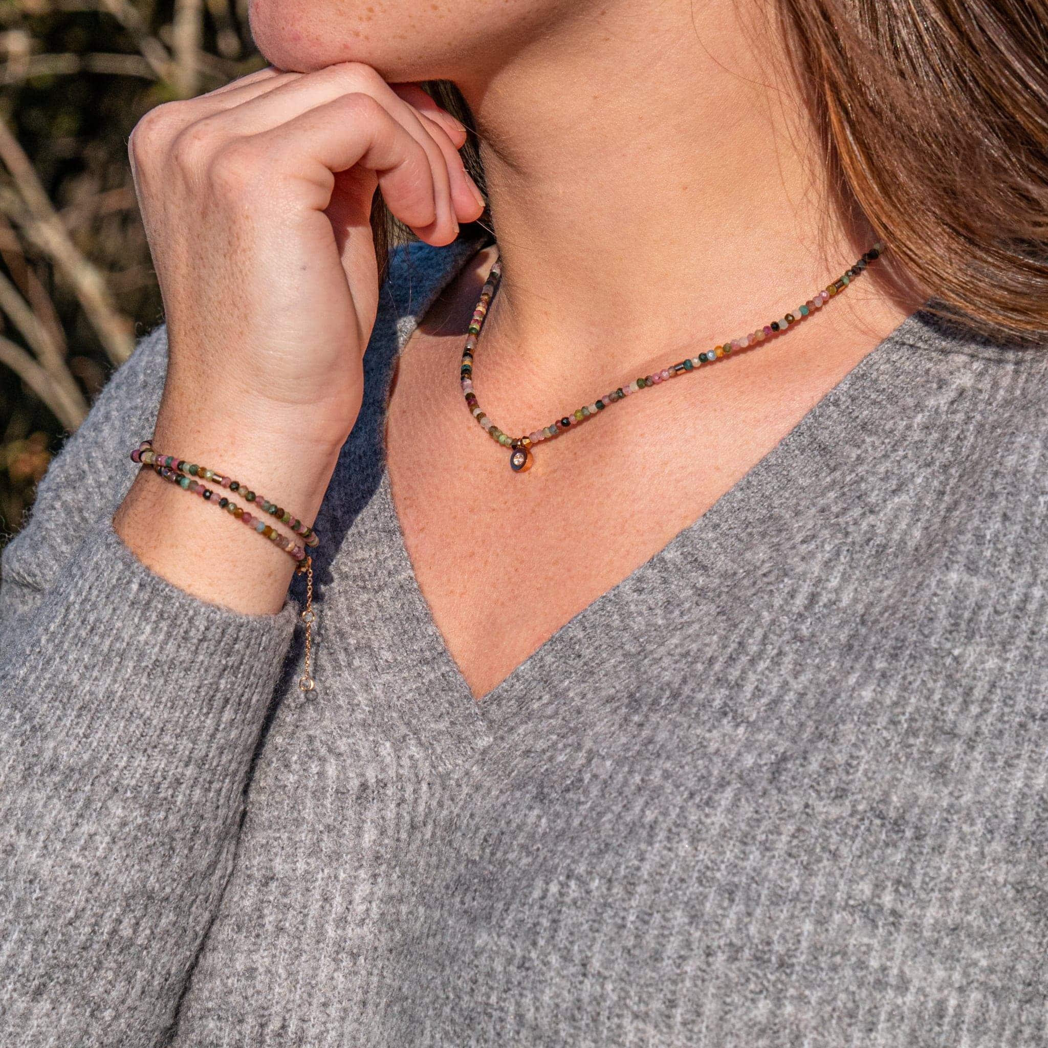 Voir la diapositive 2 : SLOYA Bracelet Lumia en pierres Tourmaline