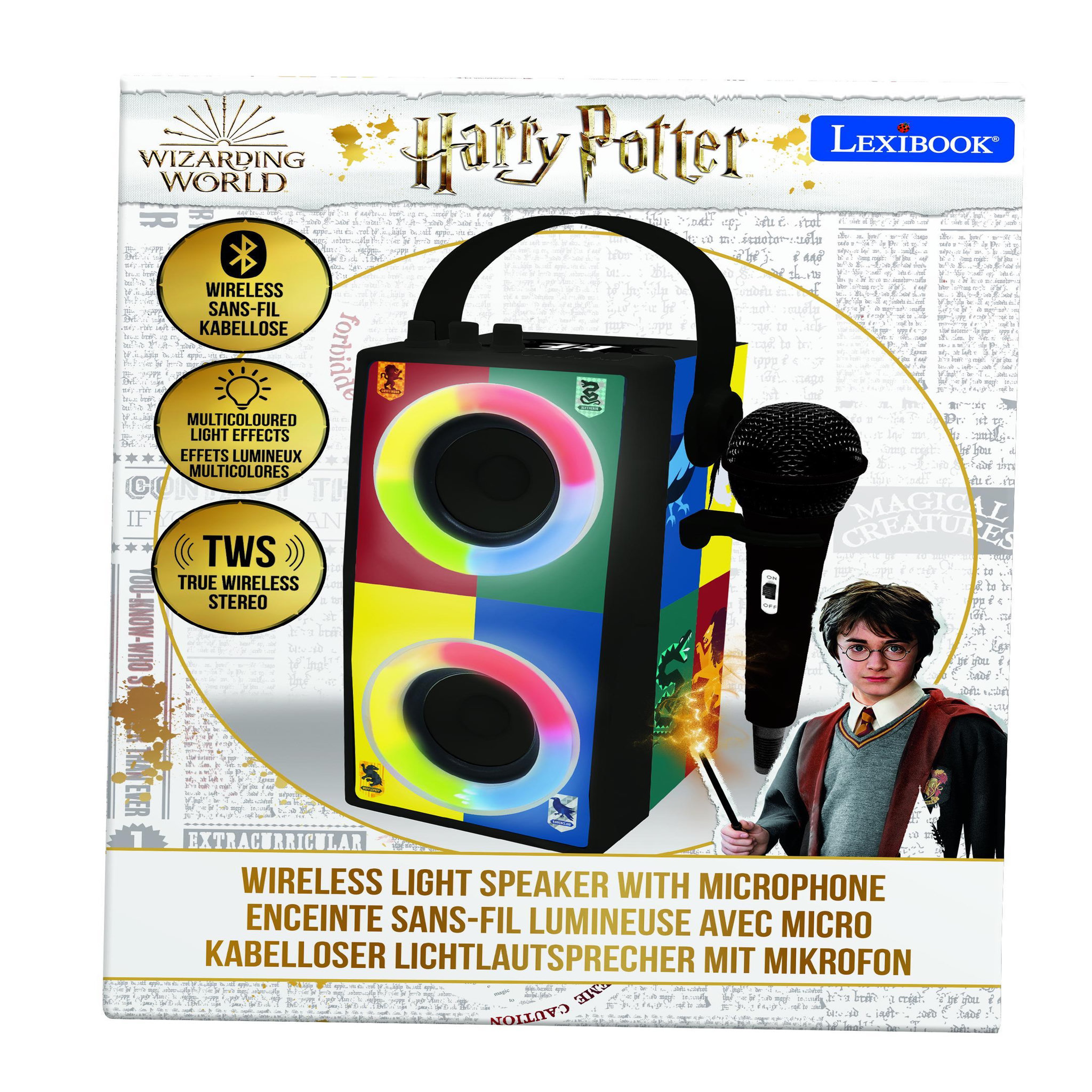 Voir la diapositive 6 : Lexibook Enceinte Bluetooth portable avec micro et effets lumineux Harry Potter