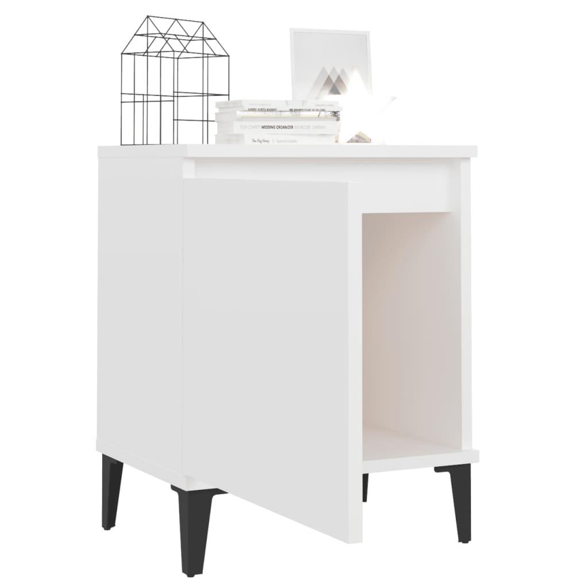 Voir la diapositive 4 : VIDAXL Table de chevet avec pieds en metal blanc 40x30x50 cm