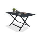 DCB GARDEN Table de jardin pliante 140x80cm aluminium gris anthracite MARIUS