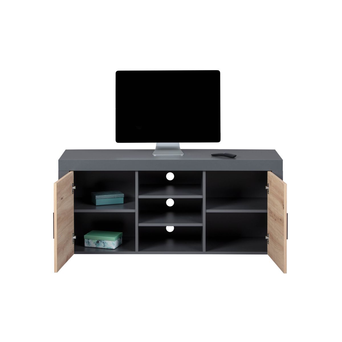 Meuble TV 2 portes 3 niches L134 cm BETO