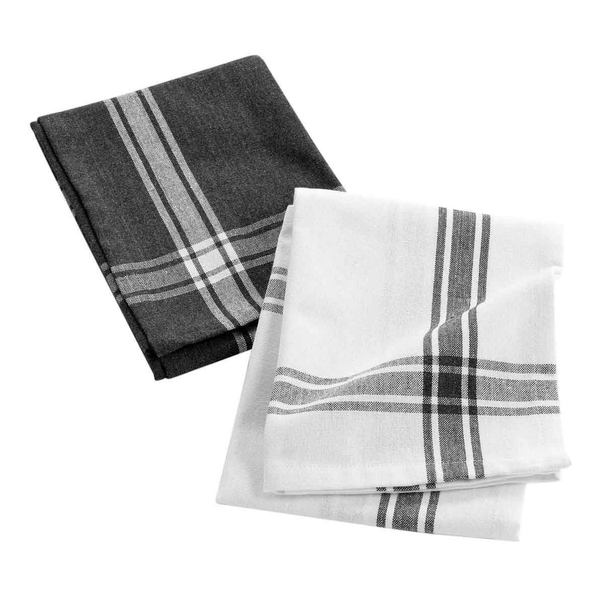 Douceur d'Intérieur Lot de 2 torchons  cuisiline  50x70cm anthracite