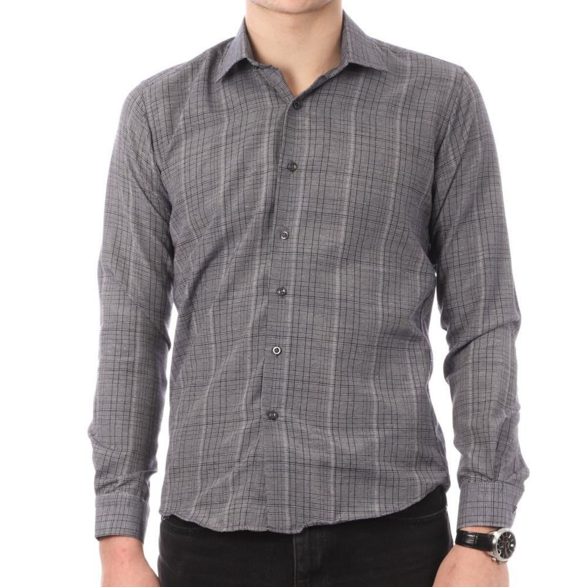 Chemise noir best sale homme pas cher