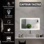 Voir la diapositive 4 : KLEANKIN Miroir LED mural de salle de bain - 100L x 60H cm - luminosité réglable 3 couleurs - interrupteur tactile - système antibué