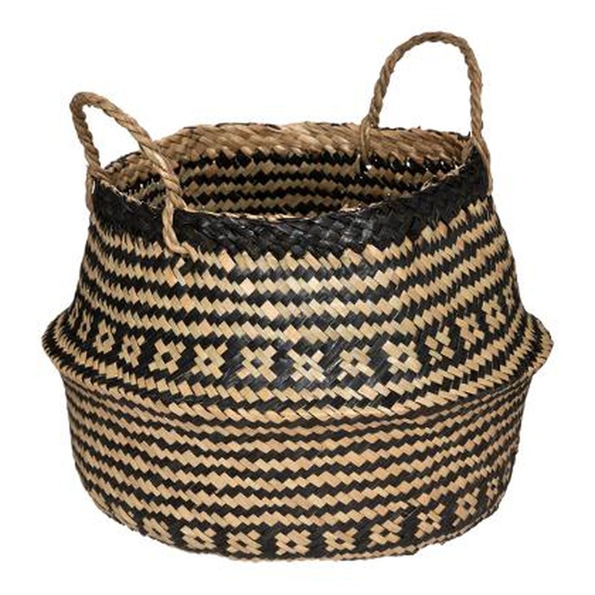Panier de Rangement Pliable à Anses Seagrass motif Noir