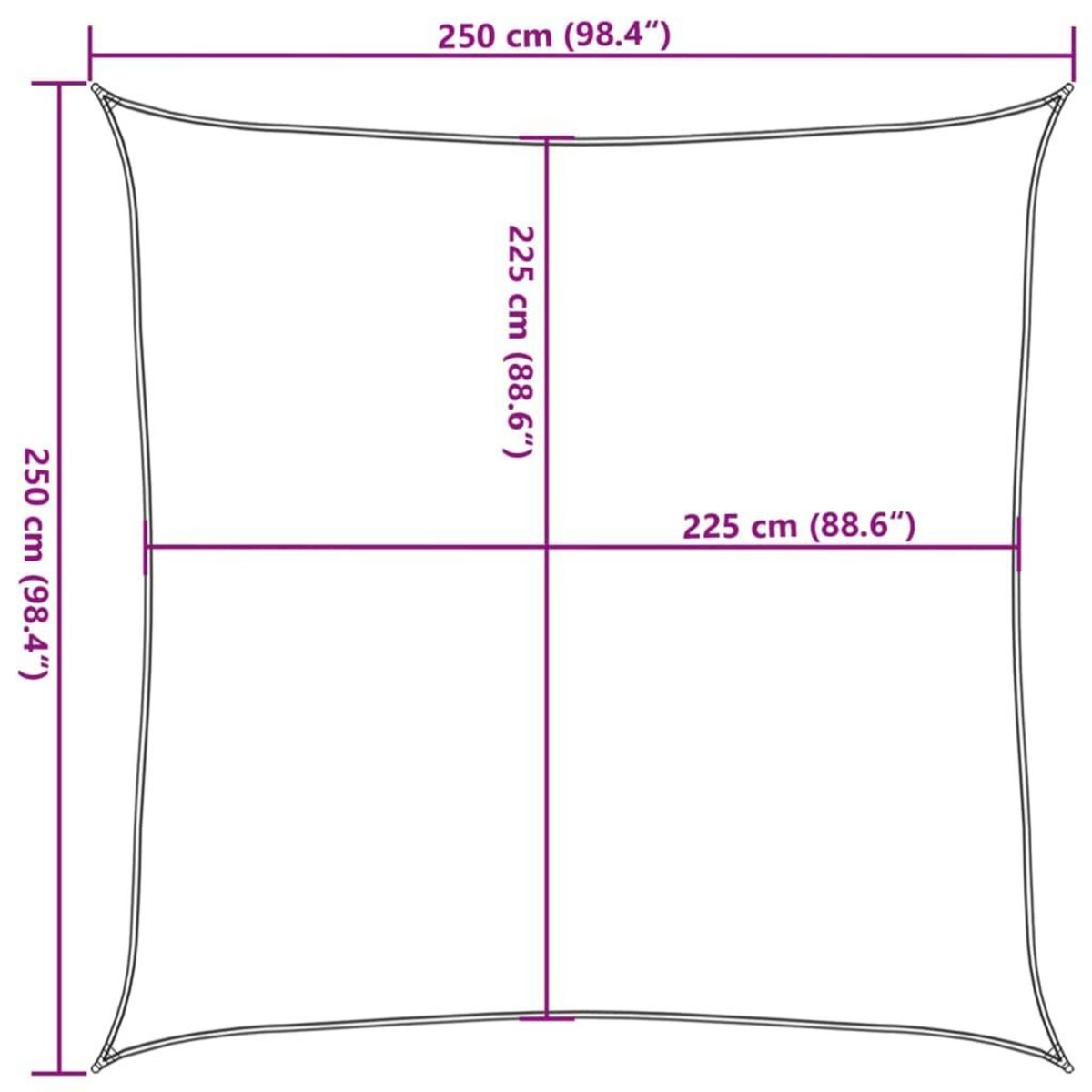 VIDAXL Voile d'ombrage 160 g/m^2 Vert clair 2,5x2,5 m PEHD