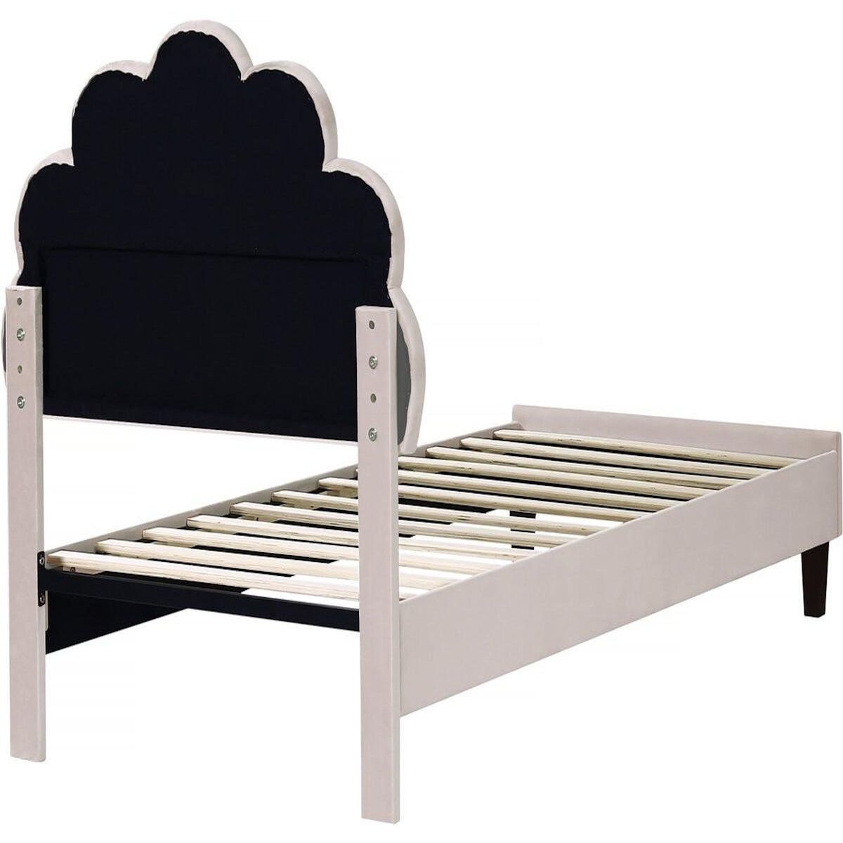 Habitat et Jardin Lit coquillage en velours  Manon  - 90 x 190 cm - Beige