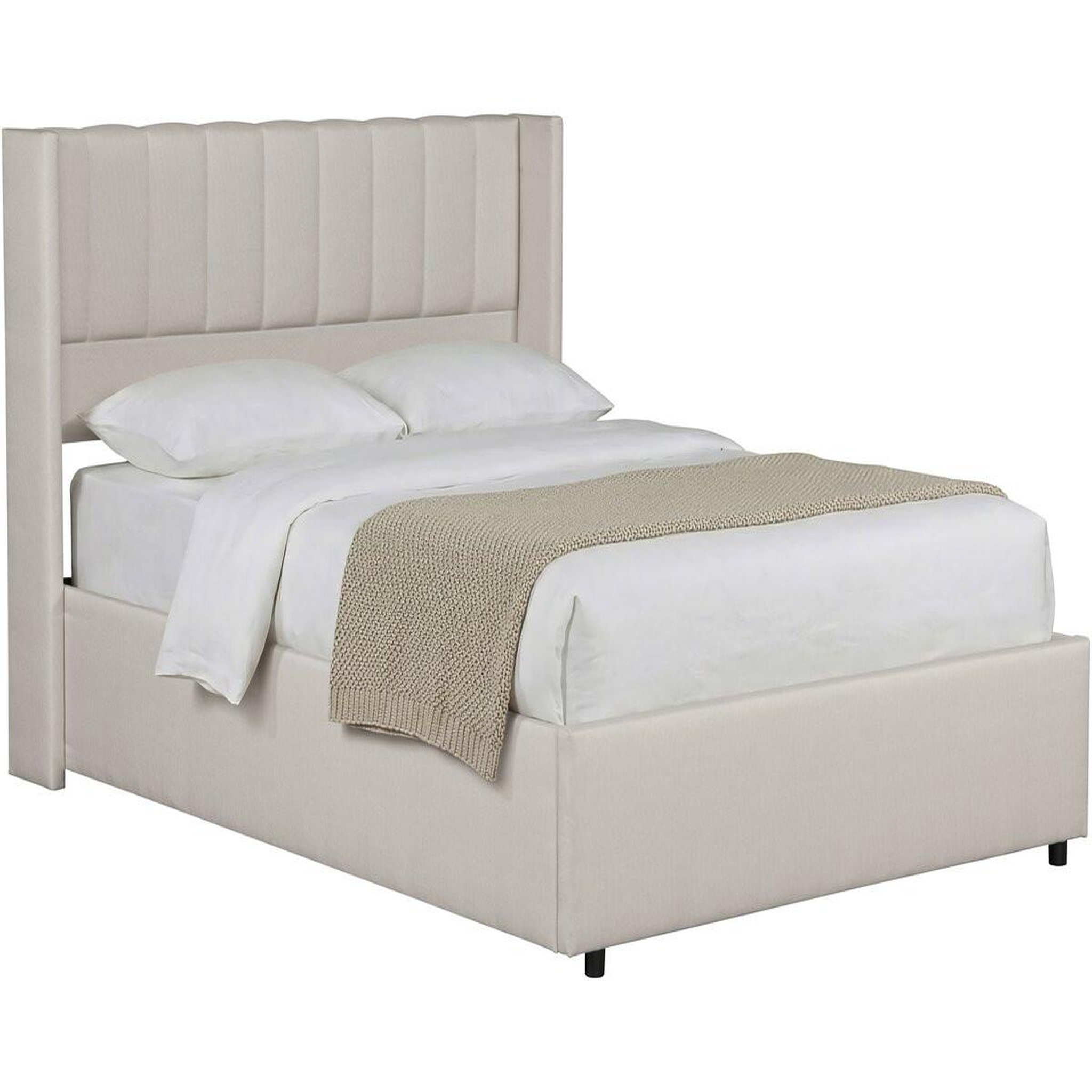 Habitat et Jardin Lit double en lin avec coffre  saint-moritz  - 140 x 190 cm - beige
