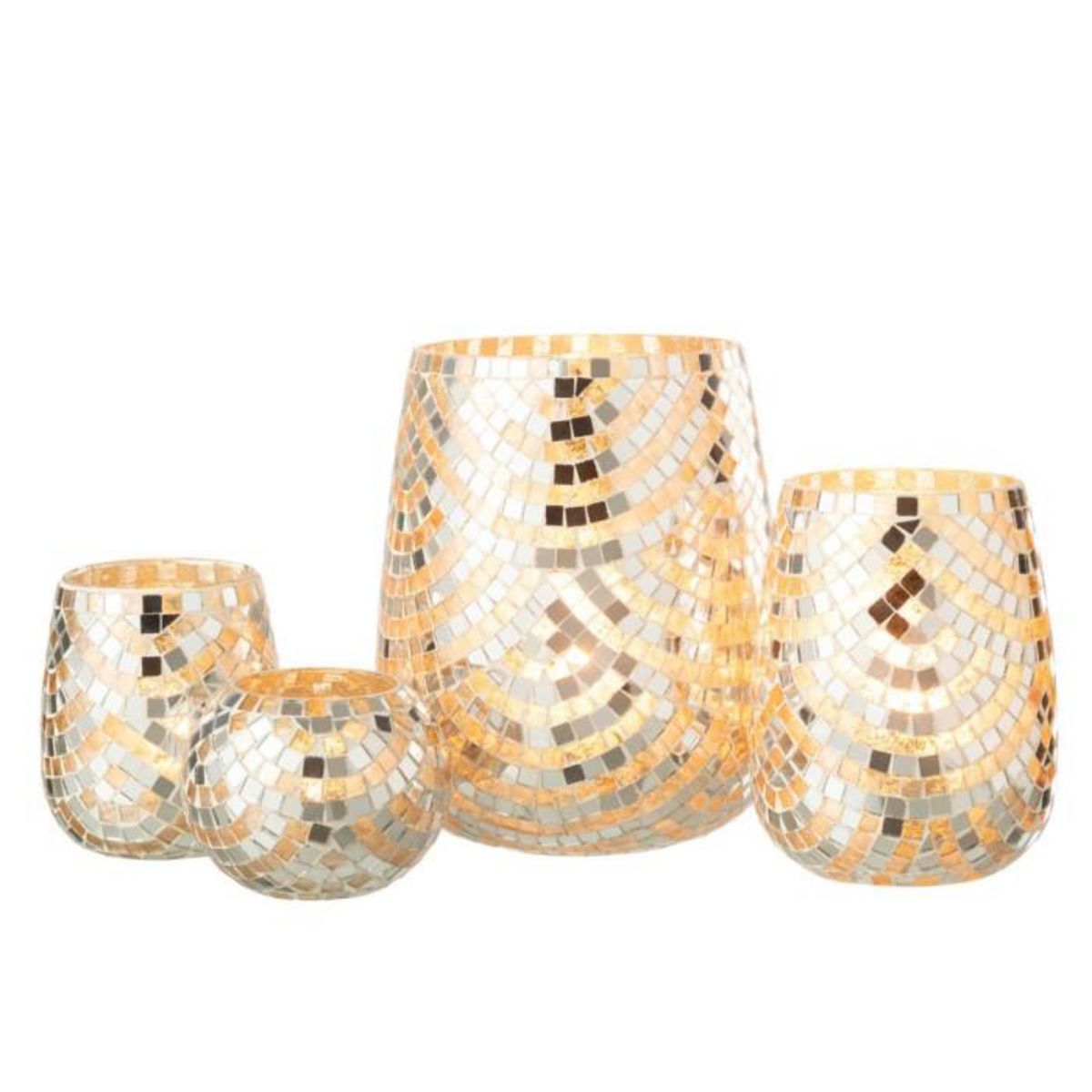 Paris Prix Photophore Mosaïque  Linda  21cm Argent & Or