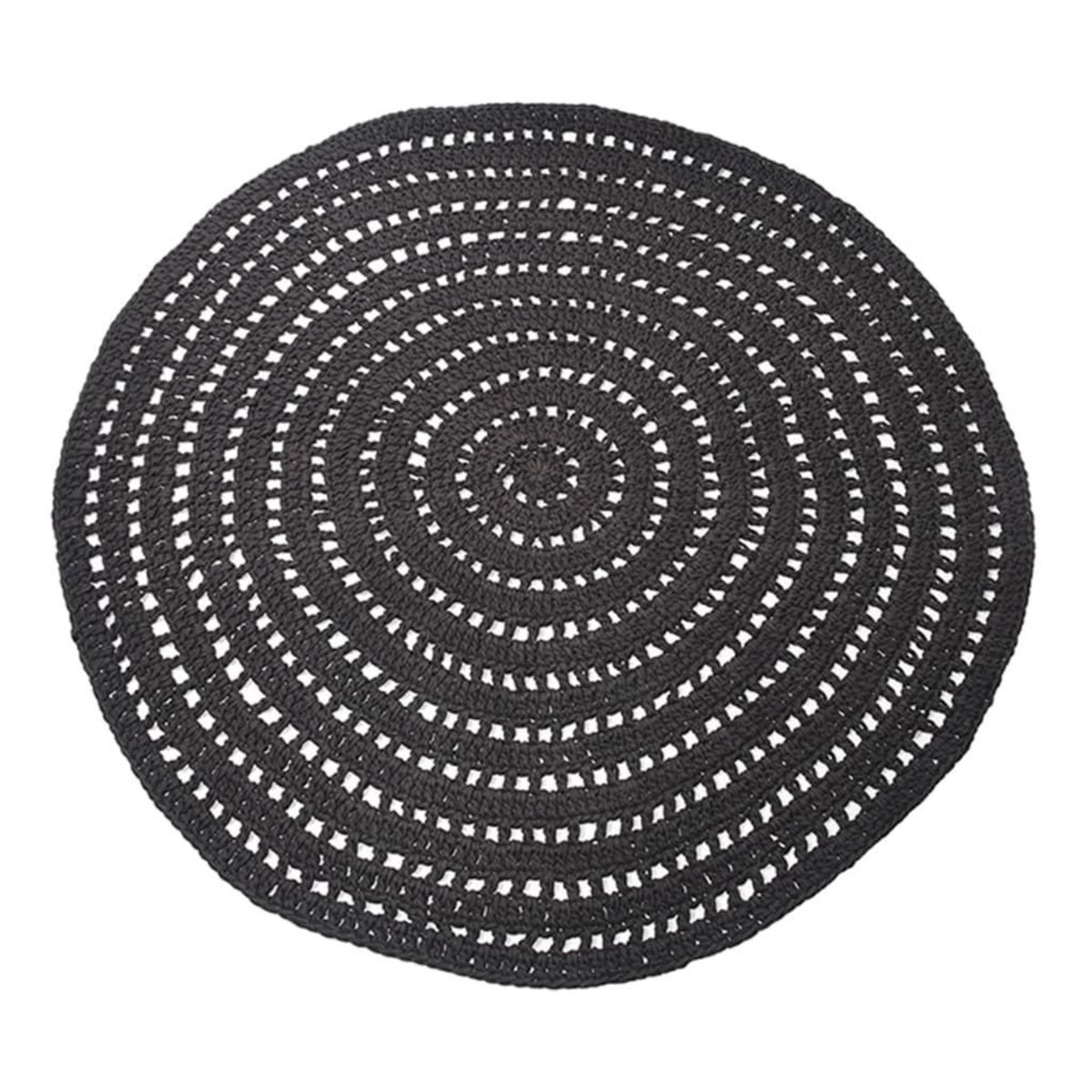 LABEL51 LABEL51 Tapis tricote Coton Rond 150 cm Noir