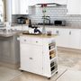 Voir la diapositive 2 : HOMCOM Desserte de cuisine multi rangements 2 tiroirs placard 2 portes avec étagère 3 range-bouteilles porte-torchons MDF hévéa