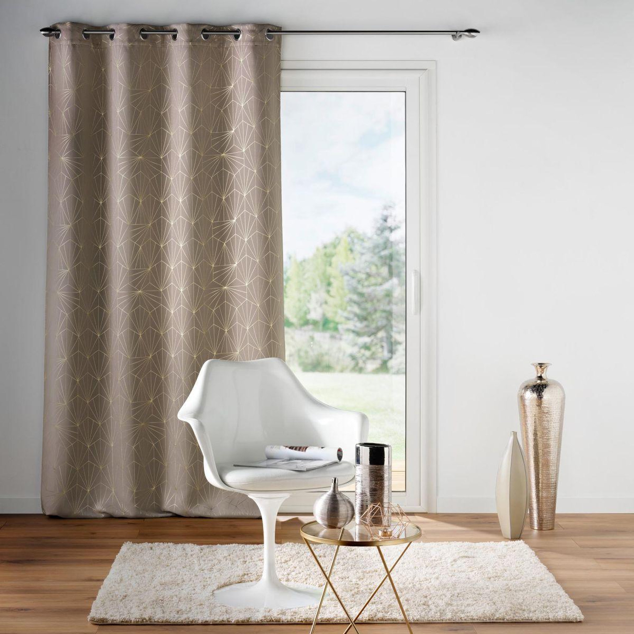 Voir la diapositive 5 : Douceur d'Intérieur Rideau occultant à œillets  eclat  140x260cm taupe
