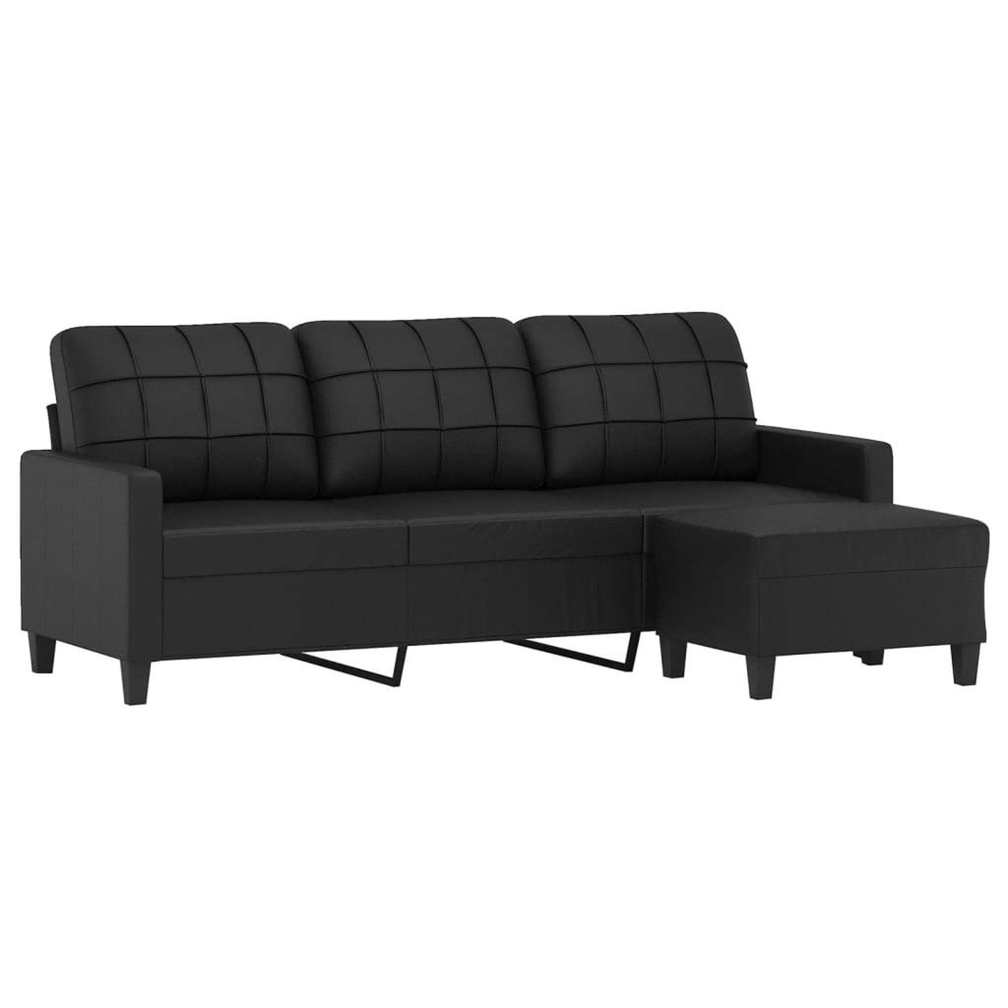 Voir la diapositive 3 : VIDAXL Canape a 3 places avec repose-pieds Noir 180 cm Similicuir