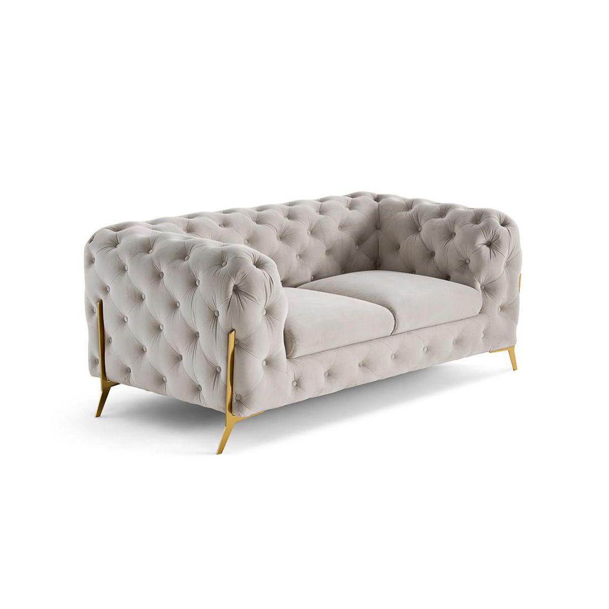 LISA DESIGN Camden - canapé 2 places chesterfield en velours - pieds en métal doré