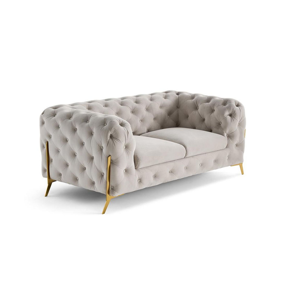 LISA DESIGN Camden - canapé 2 places chesterfield en velours - pieds en métal doré