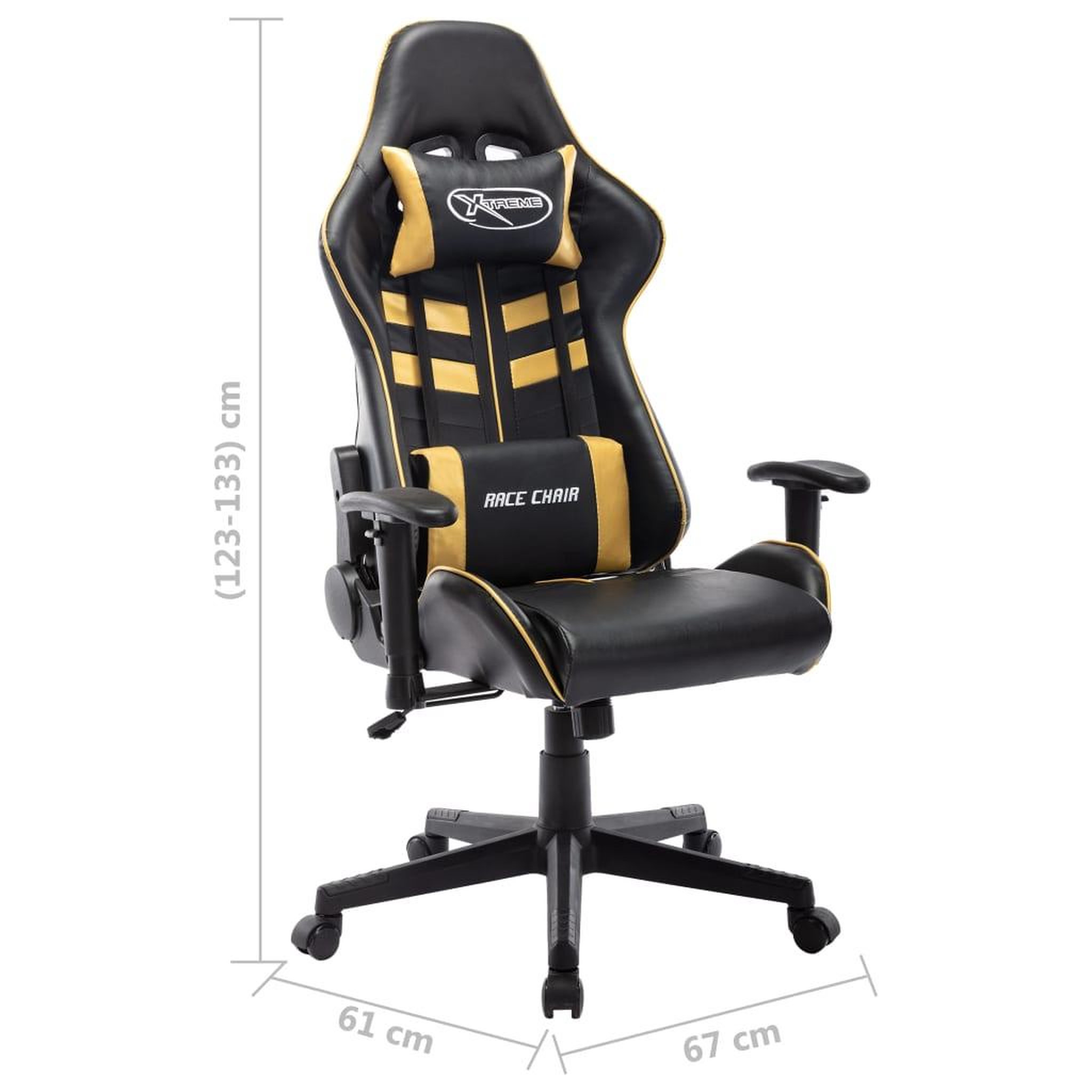 Voir la diapositive 6 : VIDAXL Chaise de jeu Noir et dore Cuir artificiel