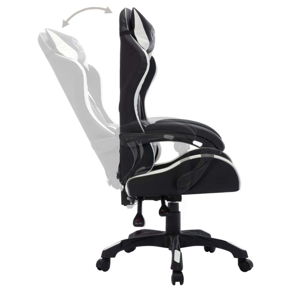 VIDAXL Fauteuil de jeux video avec LED RVB Blanc et noir Similicuir
