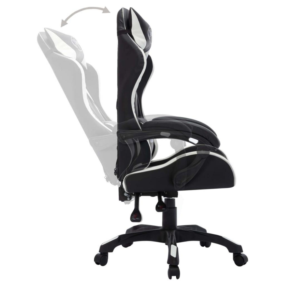 VIDAXL Fauteuil de jeux video avec LED RVB Blanc et noir Similicuir