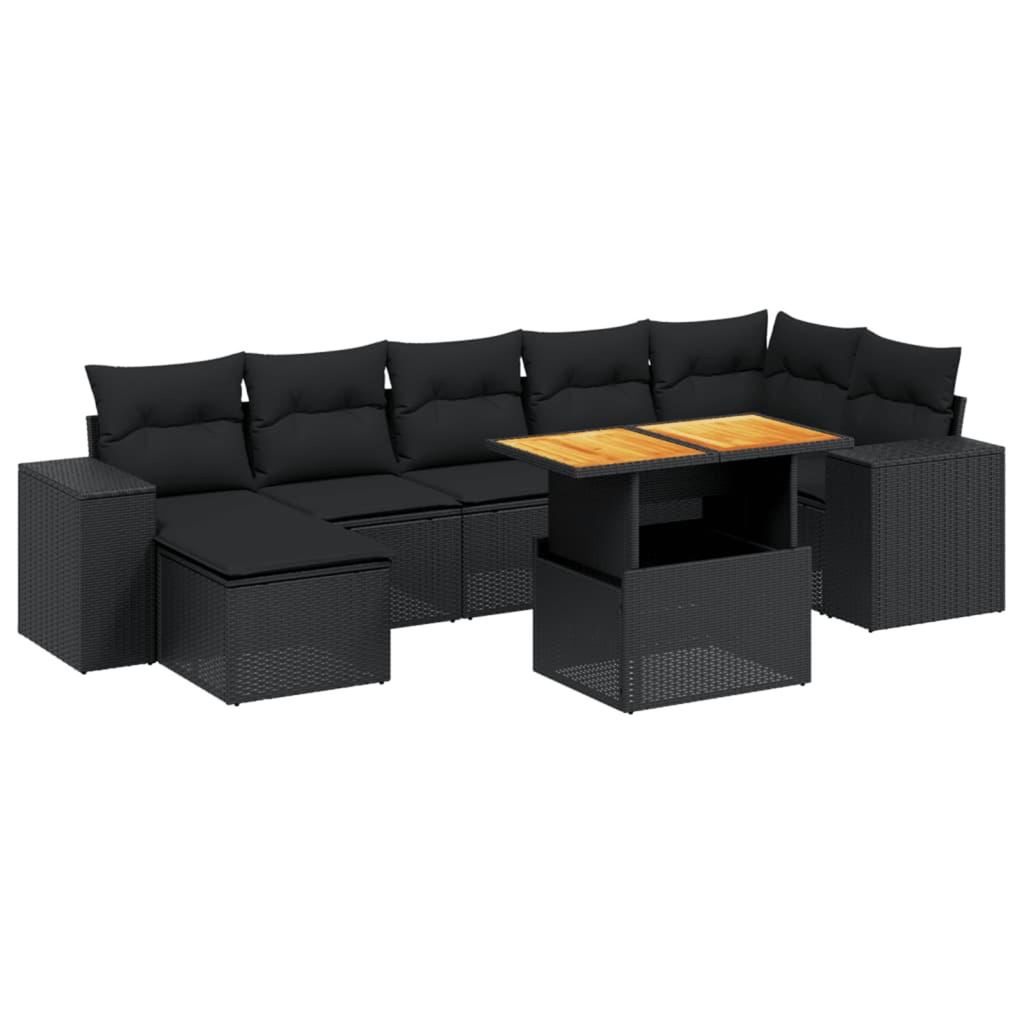 Voir la diapositive 2 : VIDAXL Salon de jardin 8 pcs avec coussins noir resine tressee