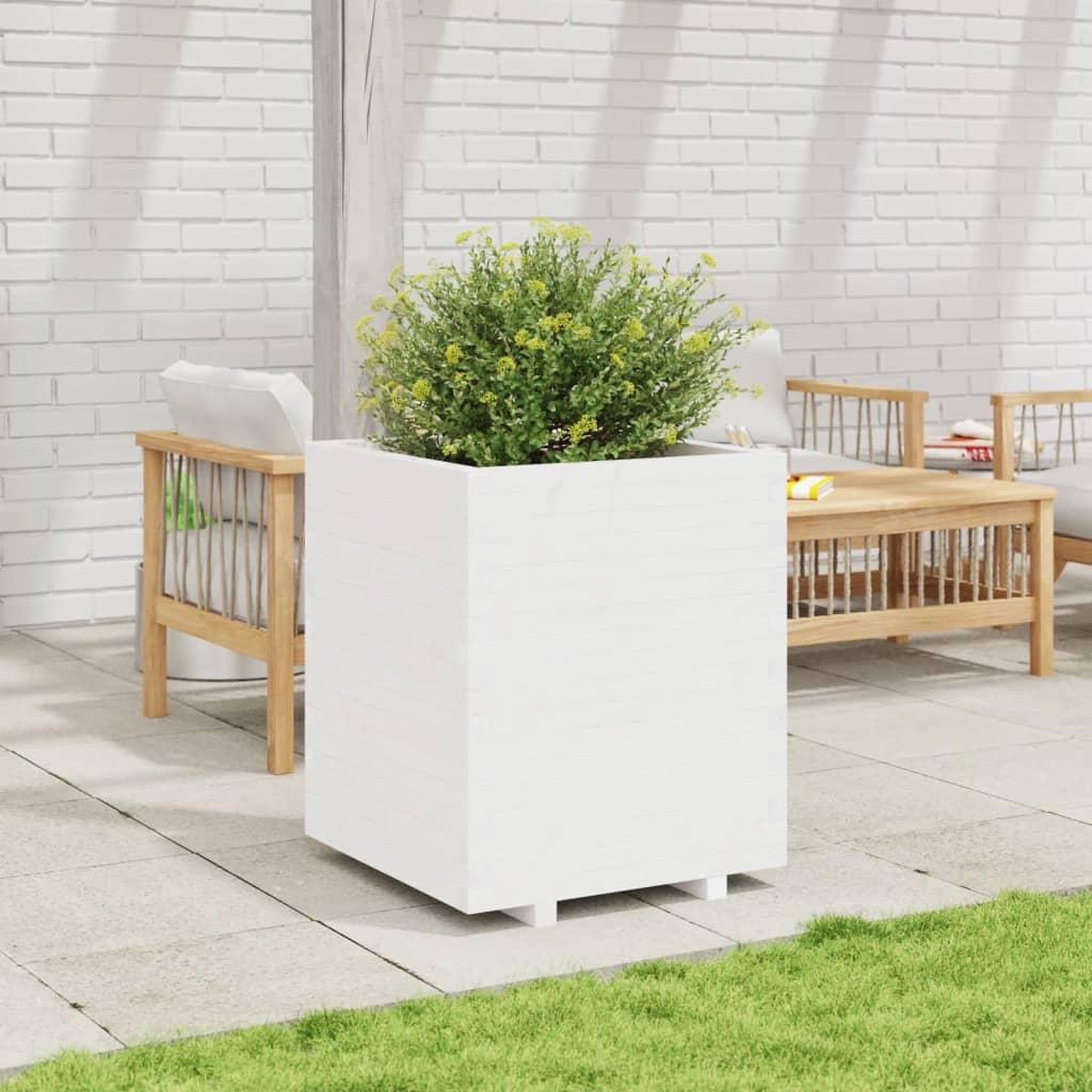 Voir la diapositive 3 : VIDAXL Jardiniere blanc 60x60x72,5 cm bois de pin massif