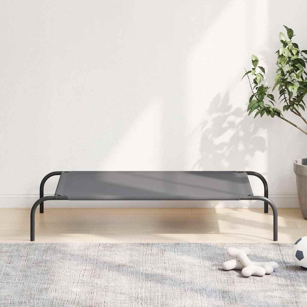 VIDAXL Lit sureleve pour chien gris 110x65x20 cm tissu oxford et acier