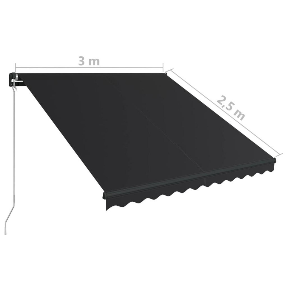 VIDAXL Auvent manuel retractable avec LED 300x250 cm Anthracite