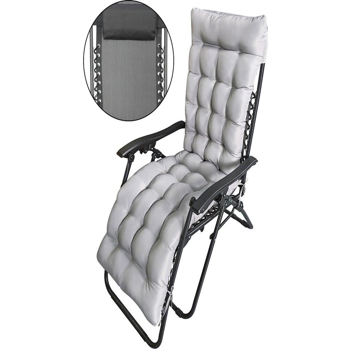 Habitat et Jardin Fauteuil de jardin relax zéro gravité avec coussin matelassé  Sintra  - Noir