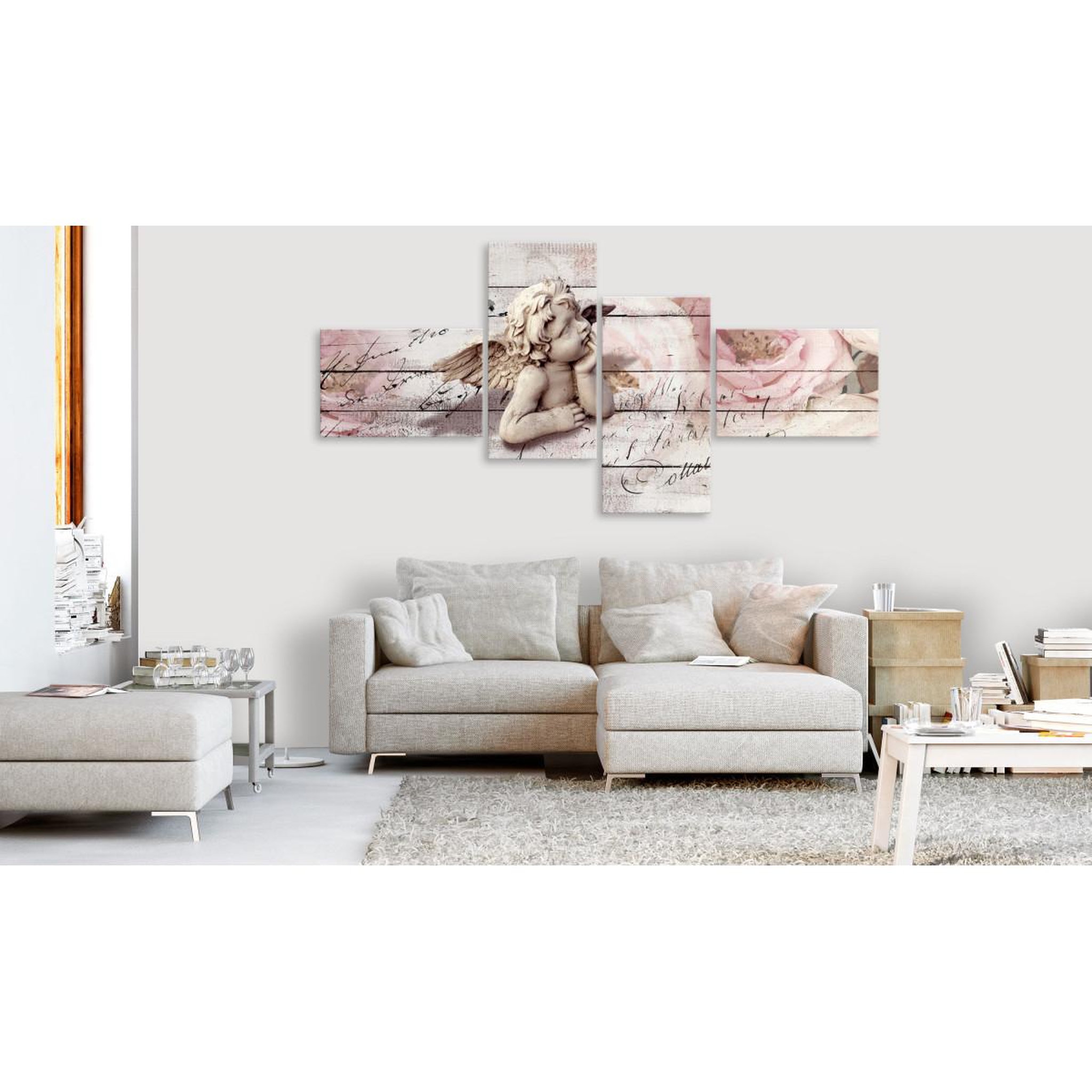 Voir la diapositive 2 : Paris Prix Tableau imprimé  contemplation 4 panneaux  100x200cm