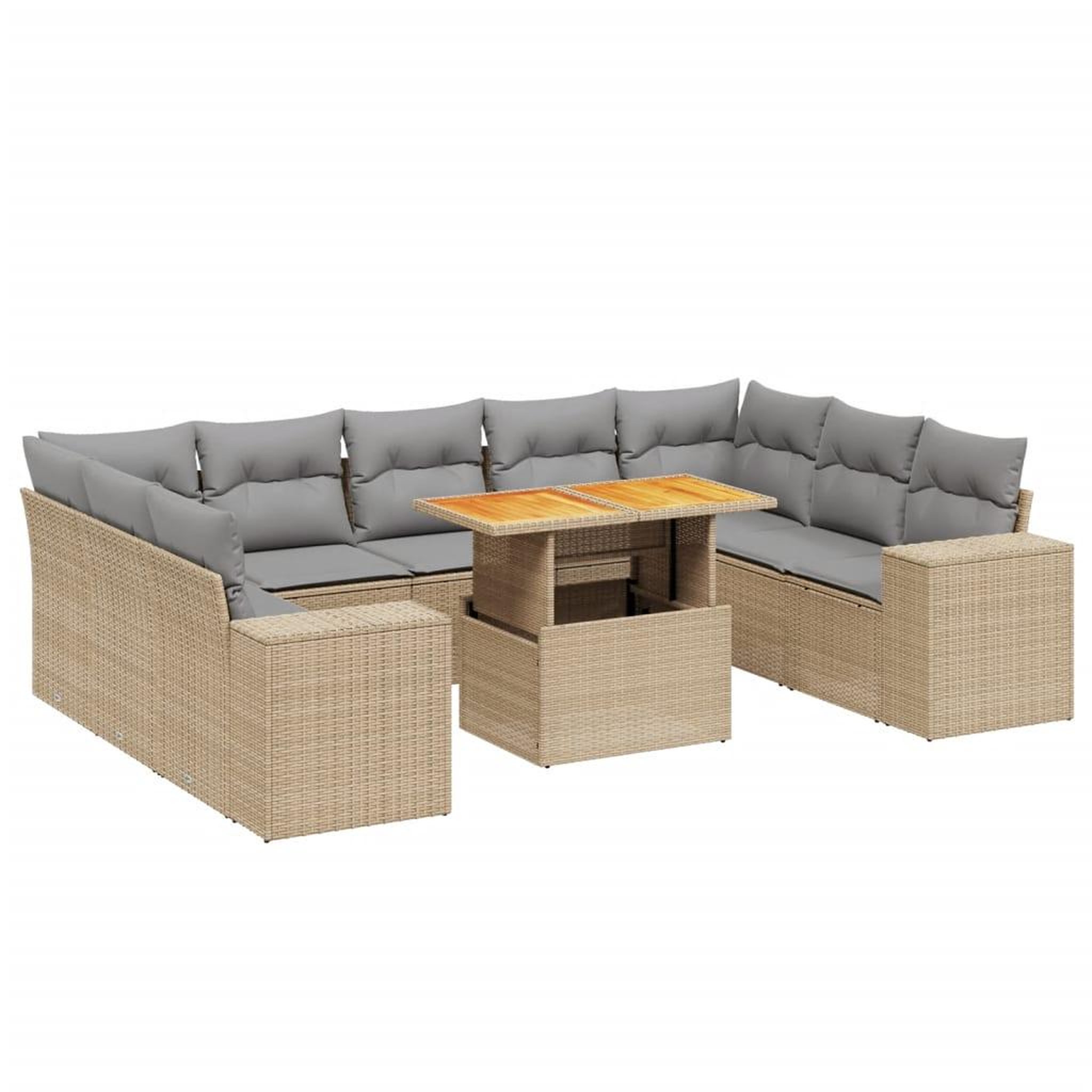 Voir la diapositive 2 : VIDAXL Salon de jardin avec coussins 10 pcs beige resine tressee