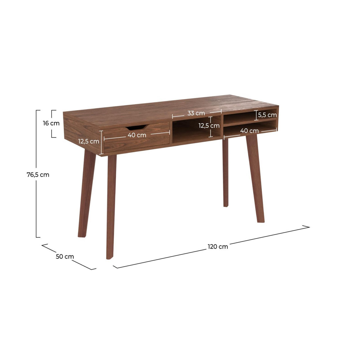 Rendez vous déco Bureau 1 tiroir et 3 niches en bois clair - Moka