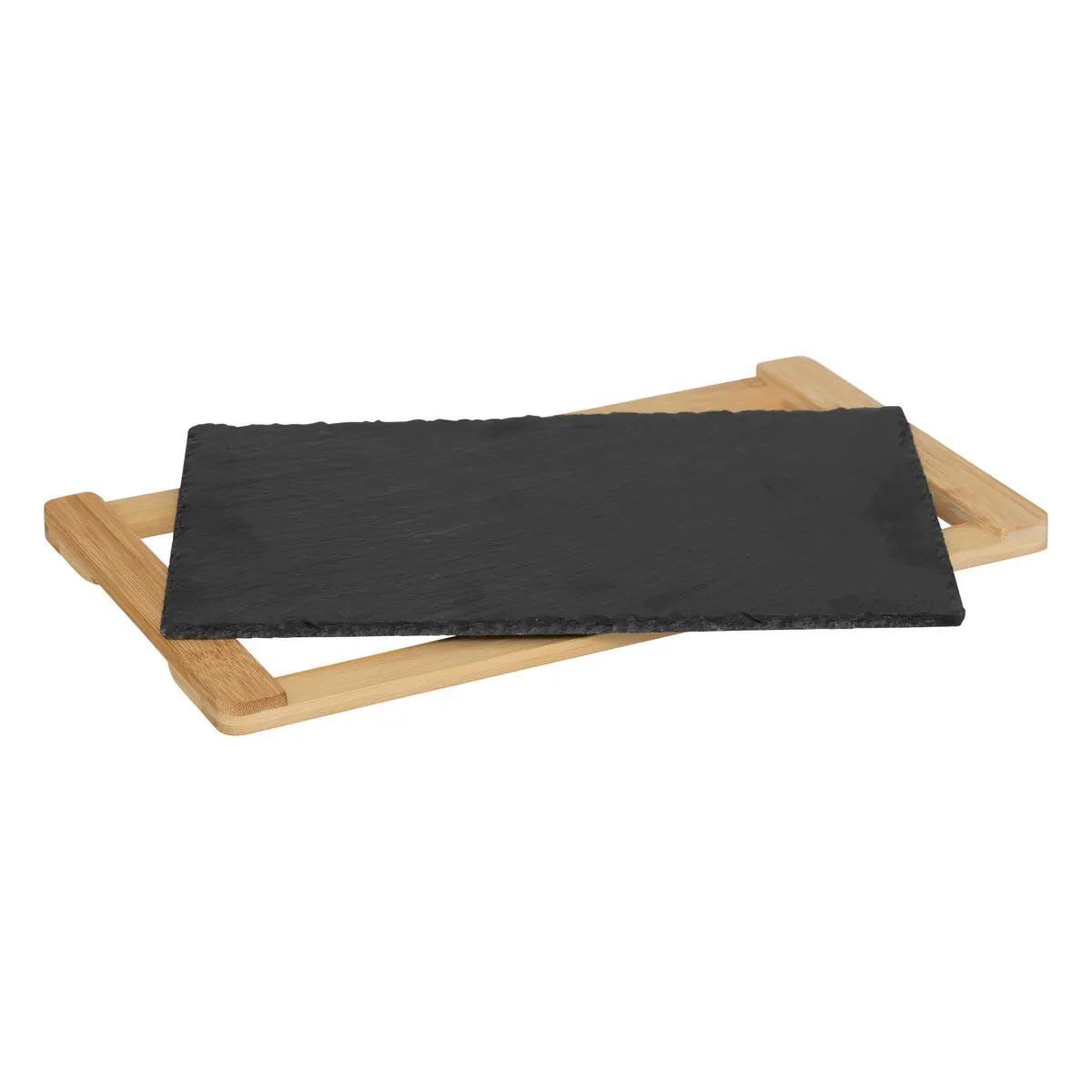 Voir la diapositive 2 : SECRET DE GOURMET Assiette de Présentation  Bambou & Ardoise  35cm Gris