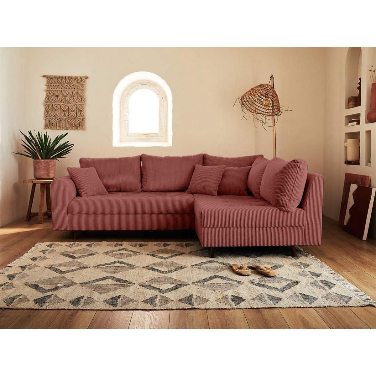 LISA DESIGN Rune - canapé d'angle droit - 4 places - en velours côtelé