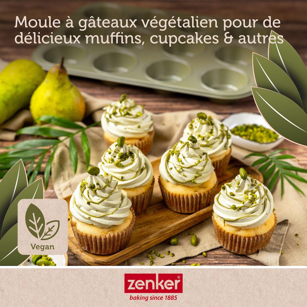 ZENKER Set pâtisserie avec moule à 12 muffins revêtu cire de carnauba, 2 bols à mixer, verre mesureur et spatule Zenker