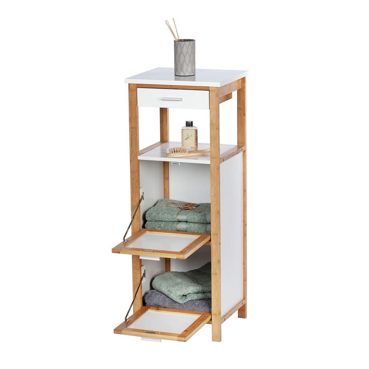Wenko Etagère de salle de bain scandinave Finja - L. 34 x H. 89 cm - Blanc